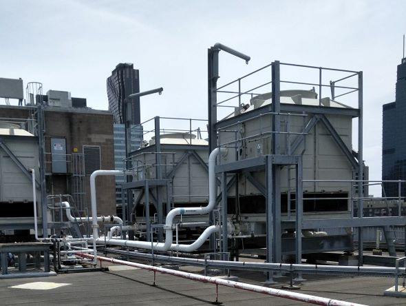 Rooftop Cooling Towers in City