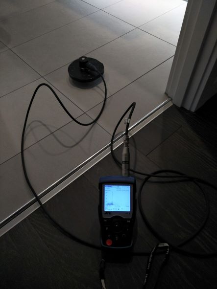 Measuring vibration on tile floor