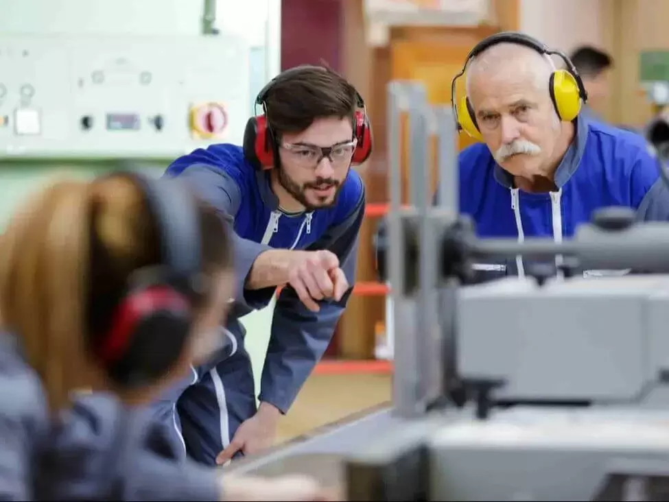 Wearing hearing protection while working